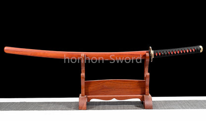 Épée Nagamaki en acier à ressort, véritable épée de samouraï japonaise, forgée à la main pour la bataille, noire, 9260 