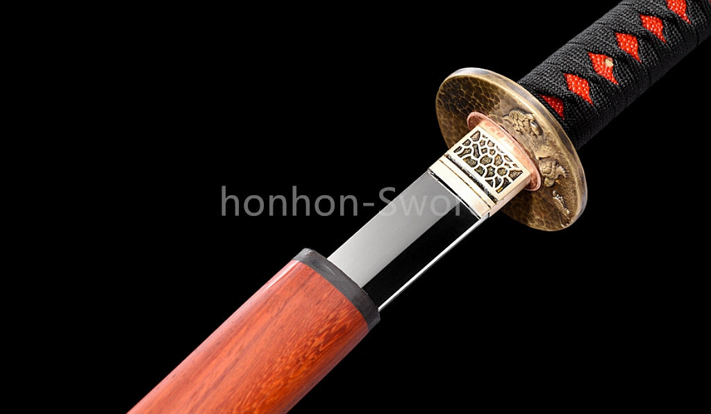Épée Nagamaki en acier à ressort, véritable épée de samouraï japonaise, forgée à la main pour la bataille, noire, 9260 