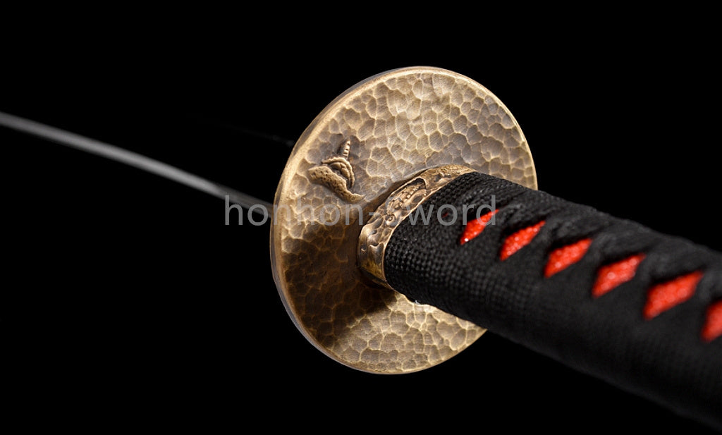 Épée Nagamaki en acier à ressort, véritable épée de samouraï japonaise, forgée à la main pour la bataille, noire, 9260 