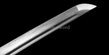 Japanisches Samurai-Schwert Katana aus schwarzem gefaltetem Stahl, Full Tang, handgefertigt, scharfe Klinge, schwarz 