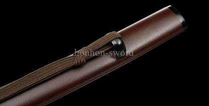Japanisches Samurai-Schwert Katana aus schwarzem gefaltetem Stahl, Full Tang, handgefertigt, scharfe Klinge, schwarz 