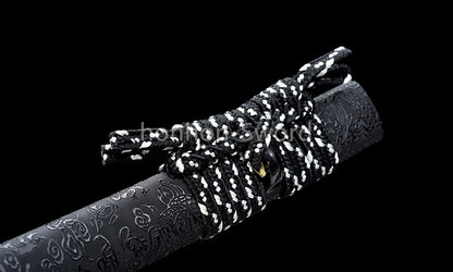 Damascus Folded Steel Katana Red Blade Japanese Samurai Sword Battle Full Tang Functional