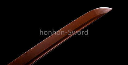 Damascus Folded Steel Katana Red Blade Japanese Samurai Sword Battle Full Tang Functional