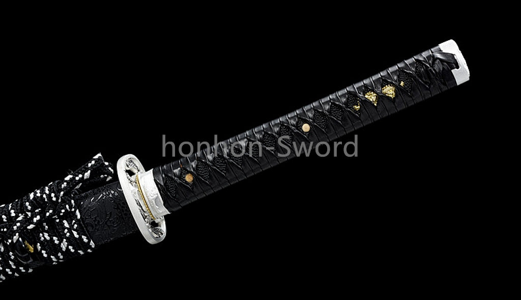 Damascus Folded Steel Katana Red Blade Japanese Samurai Sword Battle Full Tang Functional