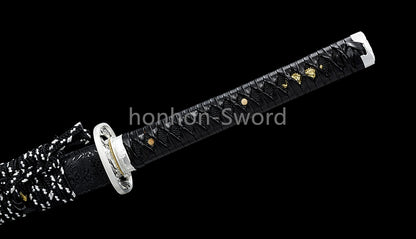 Damascus Folded Steel Katana Red Blade Japanese Samurai Sword Battle Full Tang Functional