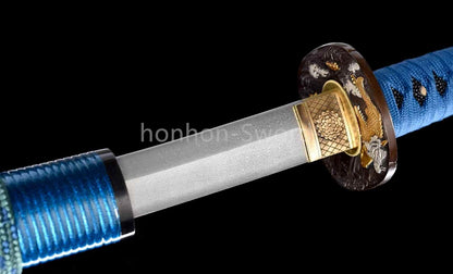 Épée de samouraï japonaise en acier plié noir, katana, lame tranchante faite à la main, noire 