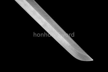 Épée de samouraï japonaise en acier plié noir, katana, lame tranchante faite à la main, noire 
