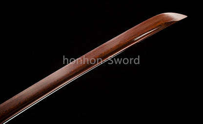 Folded Steel Japanese Katana Red Blade Dragon Tsuba Sword Full Tang Battle Ready