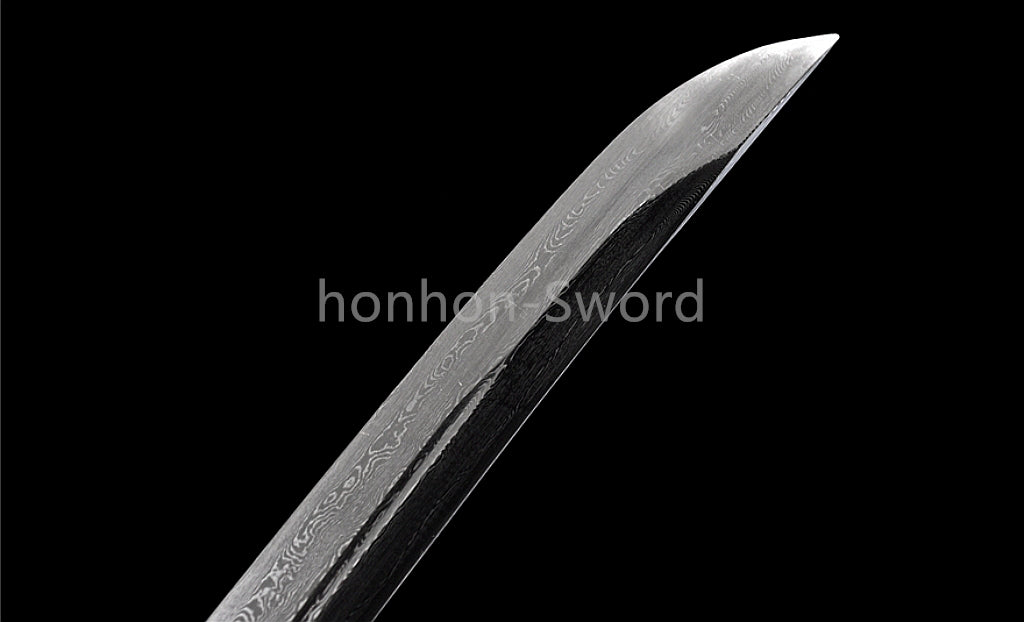 12'' Damascus Folded Steel Japanese Tanto UNOKUBI ZUKURI Mini Sword Full Tang