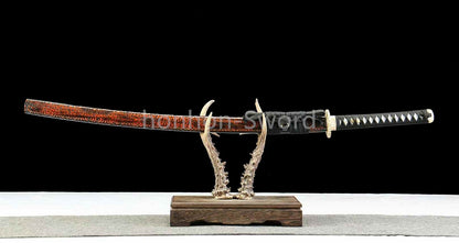 26inch Damascus Folded Steel Japanese Samurai Sword Katana Stone Pattern Blade Brass Tsuba Functional