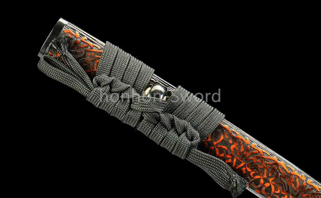 26inch Damascus Folded Steel Japanese Samurai Sword Katana Stone Pattern Blade Brass Tsuba Functional