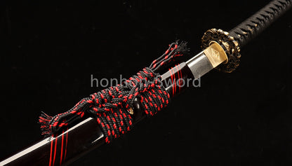 Épée de samouraï japonaise en acier plié noir, katana, lame tranchante faite à la main, noire 