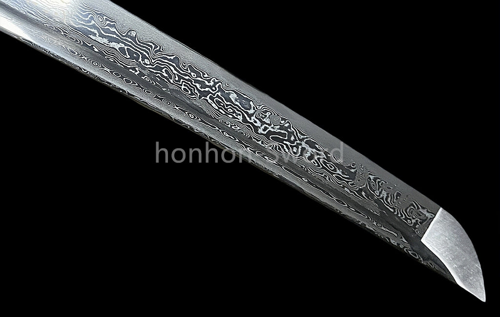 Épée de samouraï japonaise en acier plié noir, katana, lame tranchante faite à la main, noire 