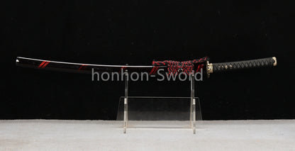 Épée de samouraï japonaise en acier plié noir, katana, lame tranchante faite à la main, noire 