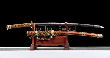 26inch Japanese Tachi Damascus Folded Steel Sword Blue Blade Alloy Tsuba Sharp Battle Ready