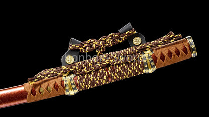 26inch Japanese Tachi Damascus Folded Steel Sword Blue Blade Alloy Tsuba Sharp Battle Ready