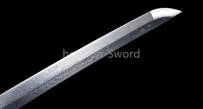 Épée de samouraï japonaise en acier plié noir, katana, lame tranchante faite à la main, noire 