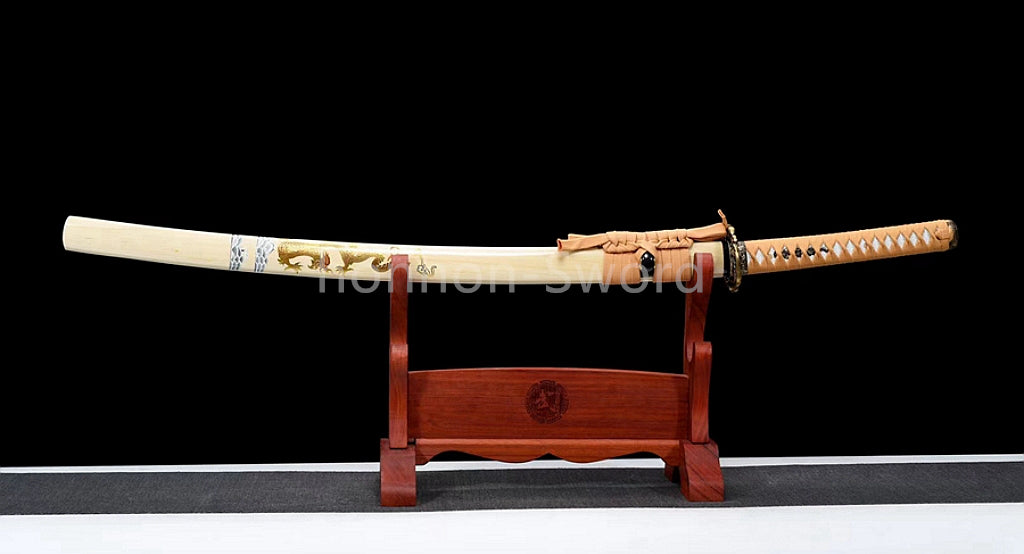 Épée de samouraï japonaise en acier plié noir, katana, lame tranchante faite à la main, noire 