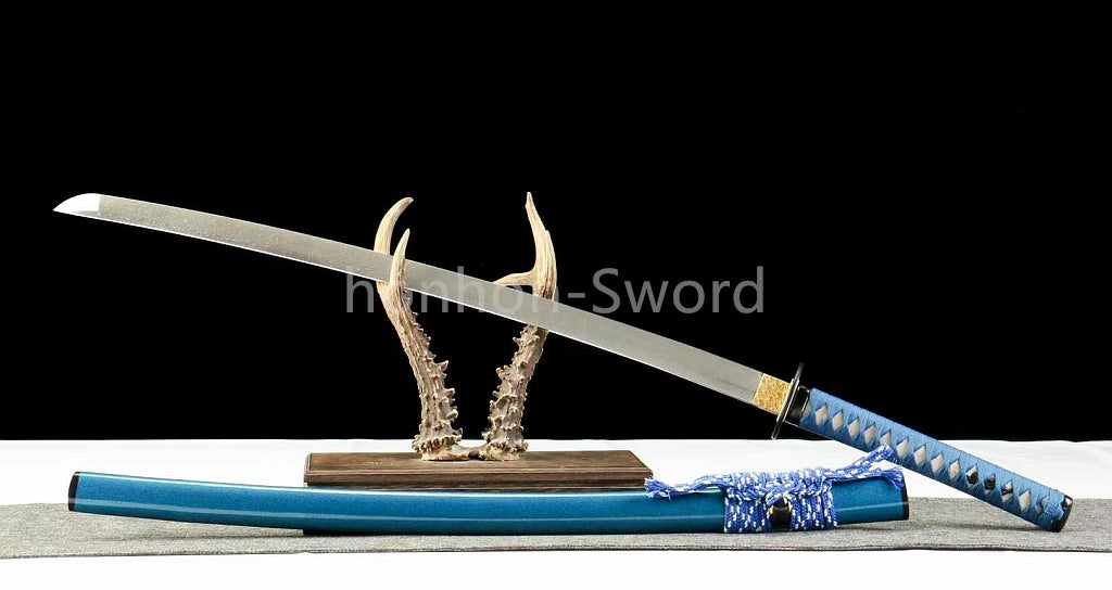 Épée de samouraï japonaise en acier plié noir, katana, lame tranchante faite à la main, noire 