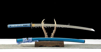 Épée de samouraï japonaise en acier plié noir, katana, lame tranchante faite à la main, noire 