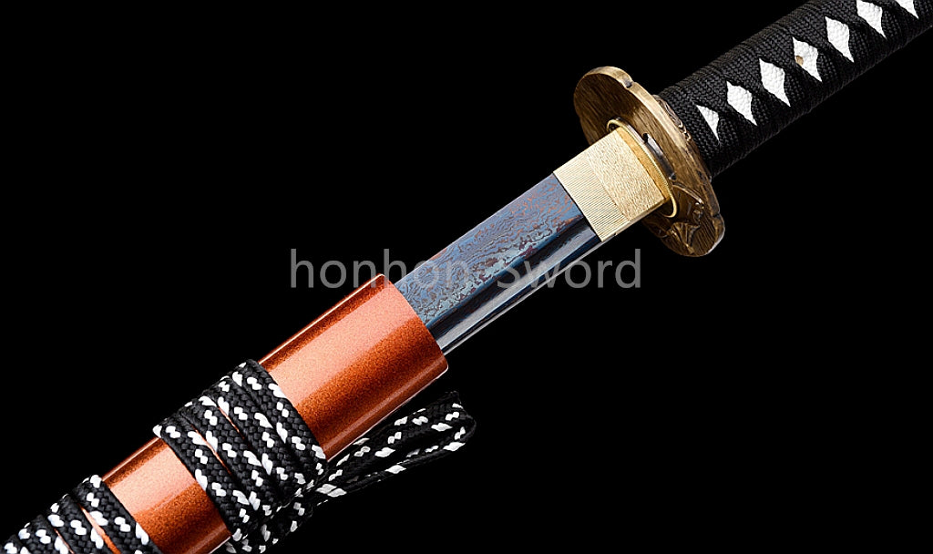 Épée de samouraï japonaise en acier plié noir, katana, lame tranchante faite à la main, noire 