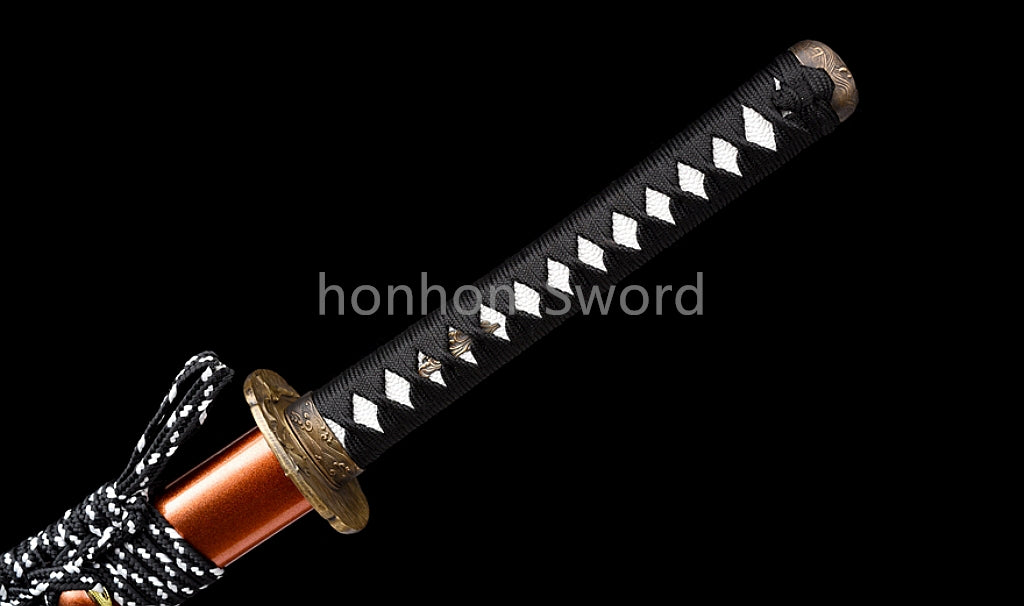 Épée de samouraï japonaise en acier plié noir, katana, lame tranchante faite à la main, noire 