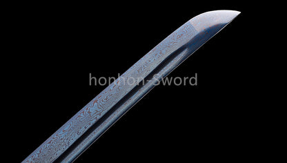 Épée de samouraï japonaise en acier plié noir, katana, lame tranchante faite à la main, noire 