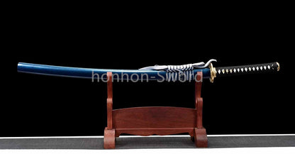 Épée de samouraï japonaise en acier plié noir, katana, lame tranchante faite à la main, noire 