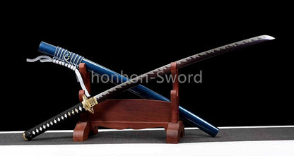 Épée de samouraï japonaise en acier plié noir, katana, lame tranchante faite à la main, noire 