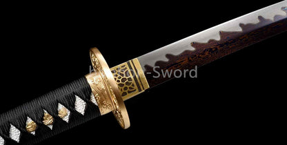 Épée de samouraï japonaise en acier plié noir, katana, lame tranchante faite à la main, noire 