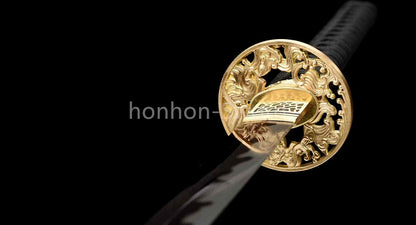 Épée de samouraï japonaise en acier plié noir, katana, lame tranchante faite à la main, noire 