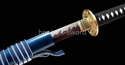 Épée de samouraï japonaise en acier plié noir, katana, lame tranchante faite à la main, noire 