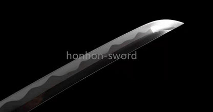 Japanisches Samurai-Schwert Katana aus schwarzem gefaltetem Stahl, Full Tang, handgefertigt, scharfe Klinge, schwarz 