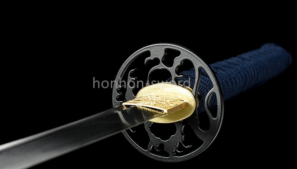 Épée de samouraï japonaise en acier plié noir, katana, lame tranchante faite à la main, noire 