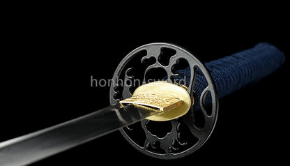 Épée de samouraï japonaise en acier plié noir, katana, lame tranchante faite à la main, noire 