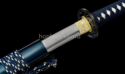 Épée de samouraï japonaise en acier plié noir, katana, lame tranchante faite à la main, noire 