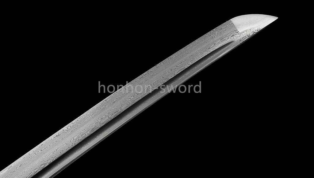 Épée de samouraï japonaise en acier plié noir, katana, lame tranchante faite à la main, noire 