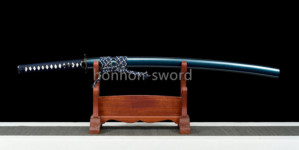 Épée de samouraï japonaise en acier plié noir, katana, lame tranchante faite à la main, noire 