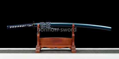 Épée de samouraï japonaise en acier plié noir, katana, lame tranchante faite à la main, noire 