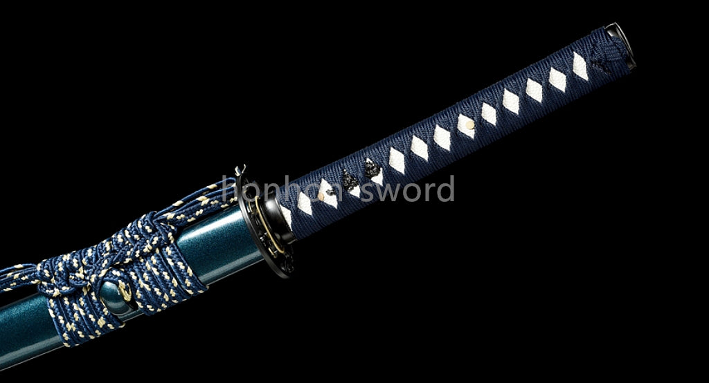 Épée de samouraï japonaise en acier plié noir, katana, lame tranchante faite à la main, noire 