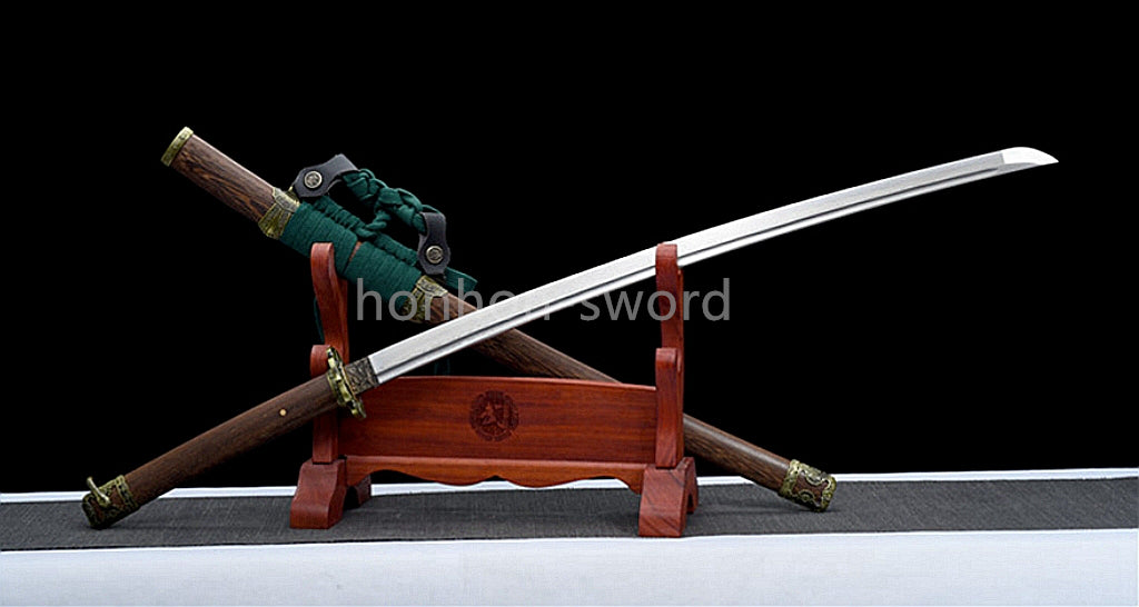 Épée de samouraï japonaise en acier plié noir, katana, lame tranchante faite à la main, noire 