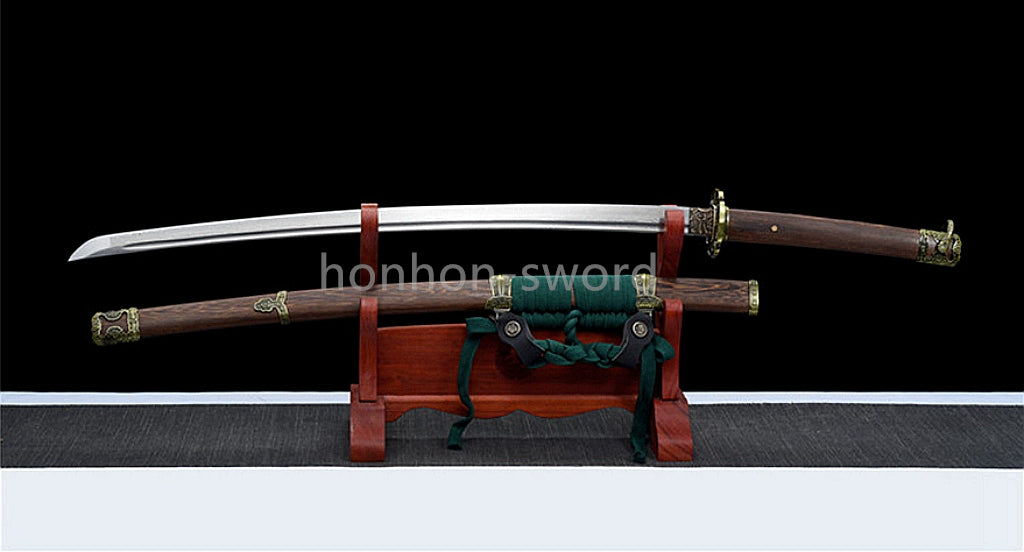 Épée de samouraï japonaise en acier plié noir, katana, lame tranchante faite à la main, noire 