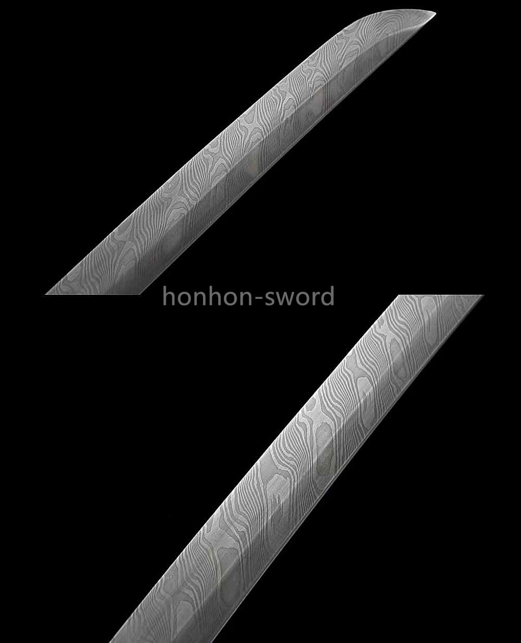 Japanisches Samurai-Schwert Katana aus schwarzem gefaltetem Stahl, Full Tang, handgefertigt, scharfe Klinge, schwarz 