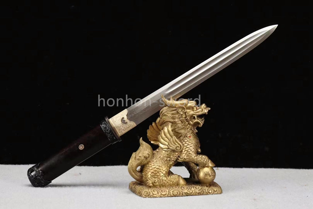 Épée de samouraï japonaise en acier plié noir, katana, lame tranchante faite à la main, noire 