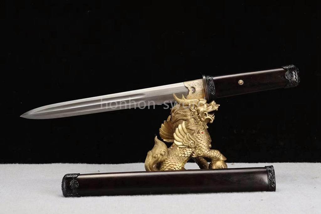 Épée de samouraï japonaise en acier plié noir, katana, lame tranchante faite à la main, noire 