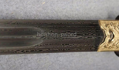 Épée de samouraï japonaise en acier plié noir, katana, lame tranchante faite à la main, noire 