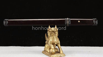 Épée de samouraï japonaise en acier plié noir, katana, lame tranchante faite à la main, noire 