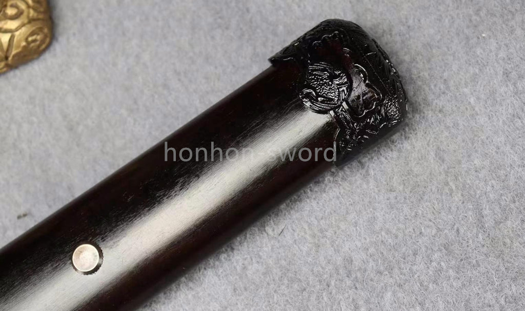 Épée de samouraï japonaise en acier plié noir, katana, lame tranchante faite à la main, noire 