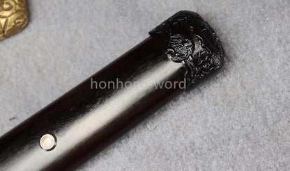 Épée de samouraï japonaise en acier plié noir, katana, lame tranchante faite à la main, noire 