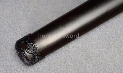 Épée de samouraï japonaise en acier plié noir, katana, lame tranchante faite à la main, noire 